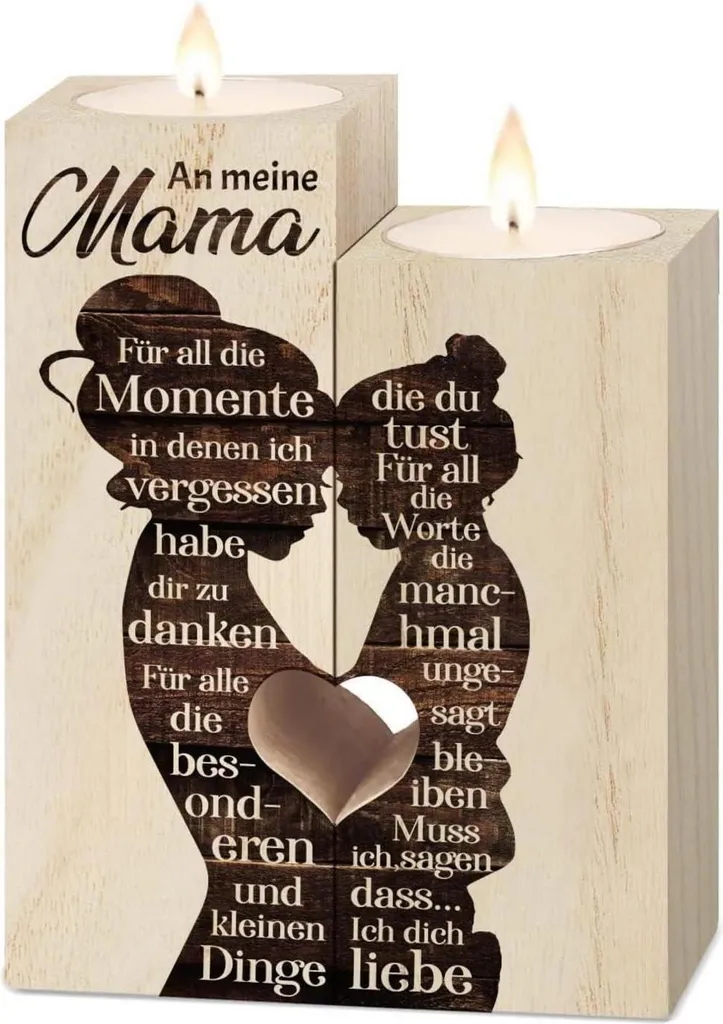 Bougeoir décoratif en bois gravé pour Maman - Idée cadeau fête des mères