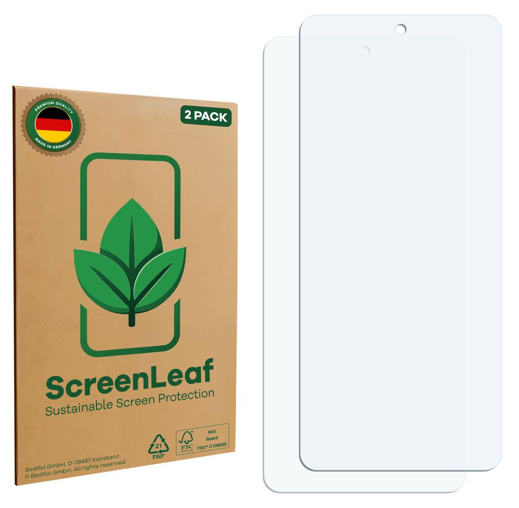 2x ScreenLeaf Schutzfolie für Meizu Note 21 Pro nachhaltiger Displayschutz Display Schutz Folie Klar Transparent
