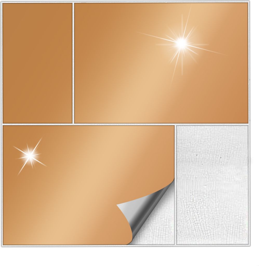 Kiwistar Fliesenaufkleber Kupfer Glänzend - 14,9 x 14,9 cm - 50 Stück - Klebefliesen Fliesenmuster Stickerfliesen Wandfliesen überkleben
