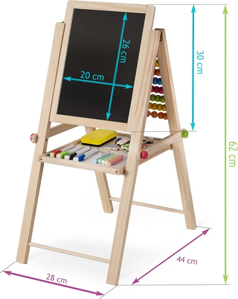 Tableau magnétique pliant 2-en-1 avec ardoise et surface magnétique
