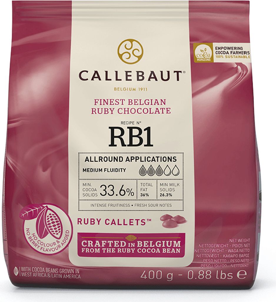 Callebaut Chocolate Ruby Callets - BR1  - 400 g feinste Produktbild 