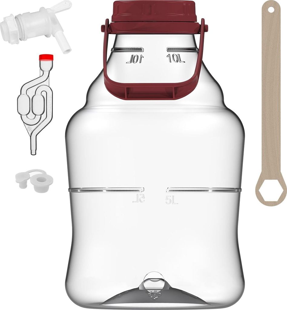 10 L Gärballon+ Hahn Weinballon Gärbehälter Flasche Produktbild 