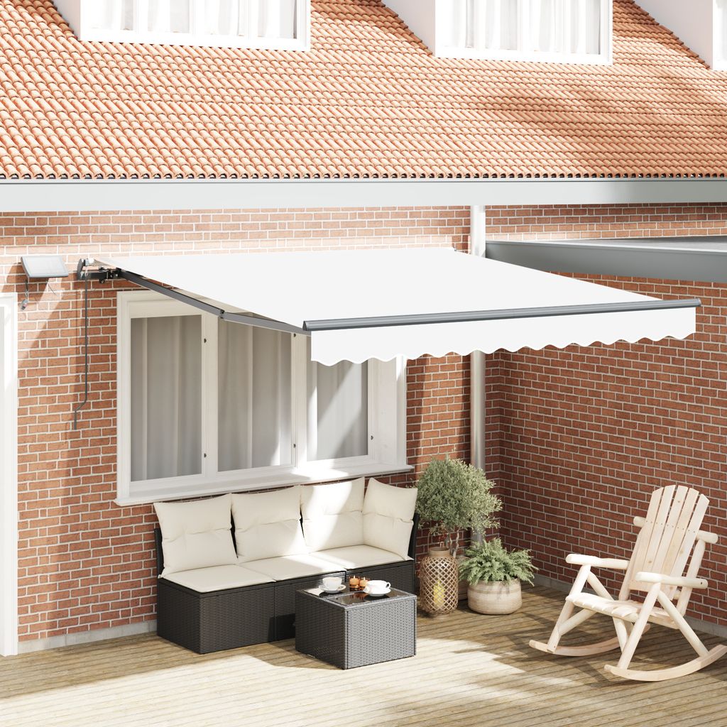Desgin Manuelle einziehbare Markise mit LED Weiß 350x250 cm - Markisen 3330362