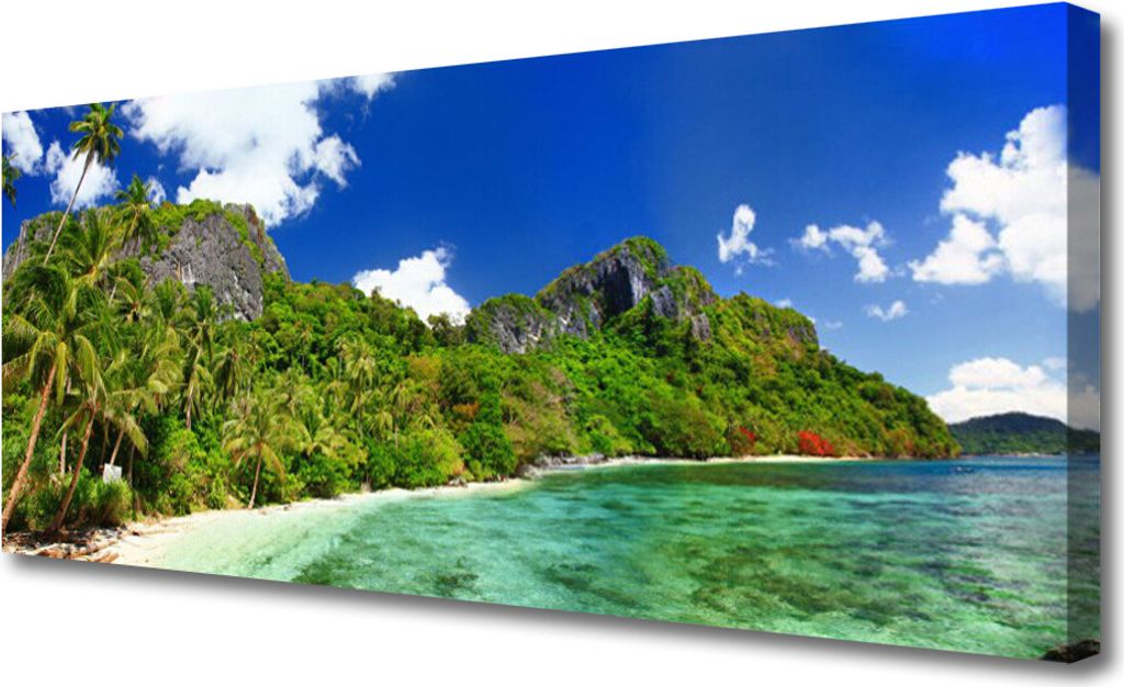 Tulup Leinwand-Bilder 125x50 Wandbild Canvas Kunstdruck Strand Gebirge Landschaft