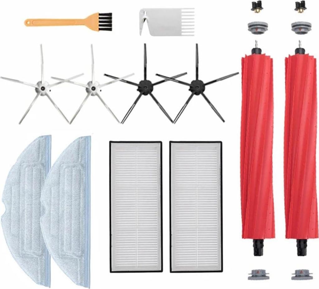 Zubehör für den Saugroboter: Filterzubehör – Seitenbürste schwarz 2 – Seitenbürste weiß 2 – Filter 2 – Lappen 2, Walzenbürste 2 – ...