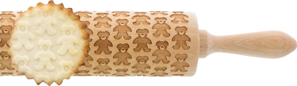 Holz Teigroller mit Bär Prägung