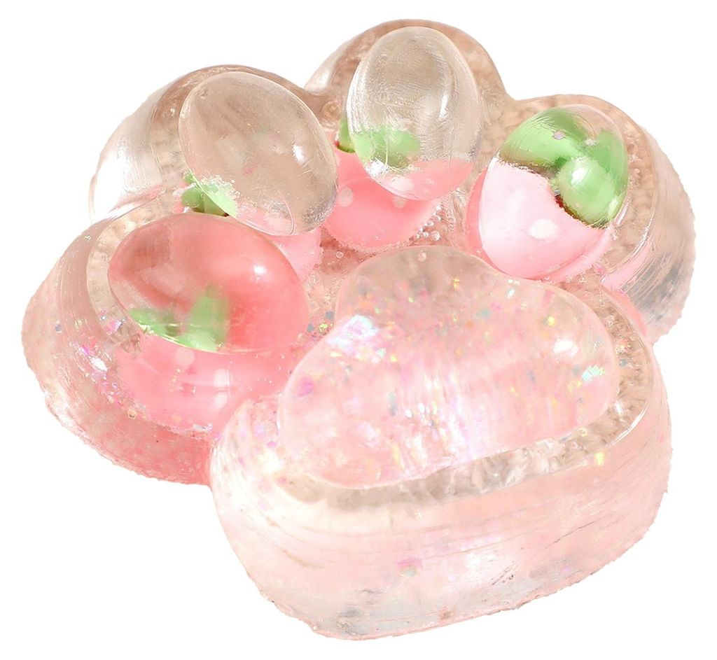 Durchsichtiges Katzenpfoten-Quetschspielzeug, Stressabbau, Erdbeere, Traube, Kirsche, Karotte, Ananas, Glitzer, Katzenpfote, sensorisches Spielzeug...