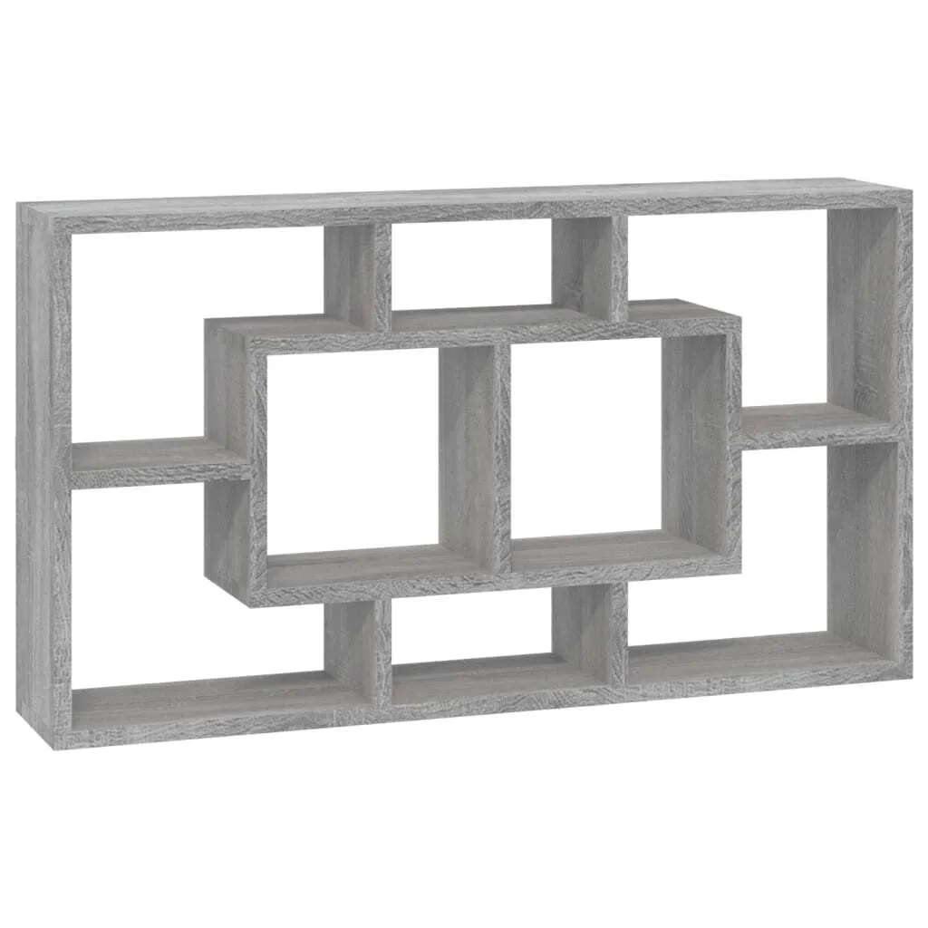 Scaffale a muro con 8 scomparti Grigio Sonoma