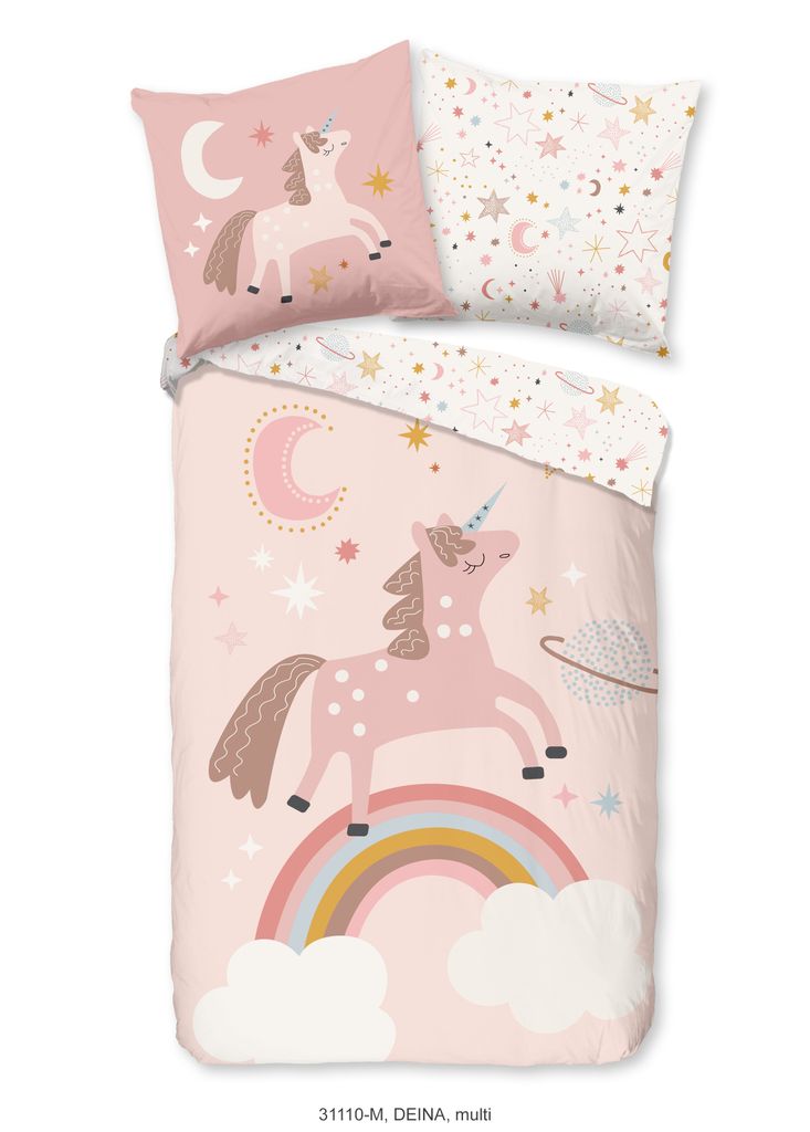 Duvet cover Pure 135x200 + 1* 80x80 cm - unicorn, rainbow Produktbild 