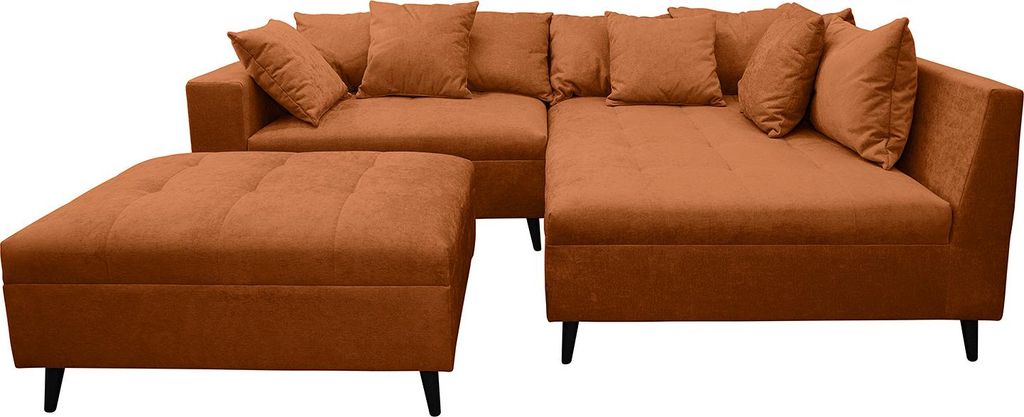 home24 Ecksofa mit Ottomane und Hocker