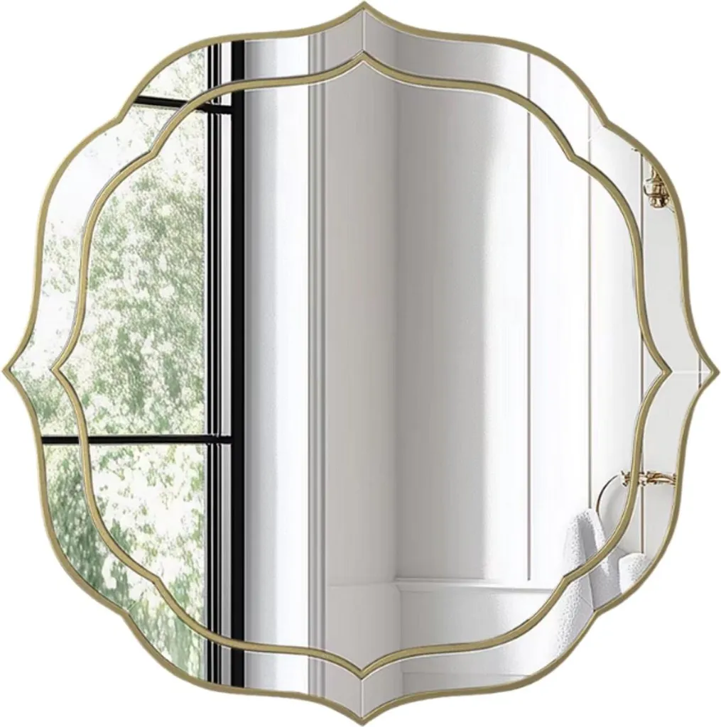 Miroir mural design pour agrandir l'espace - 80x80cm Luxe vénitien doré