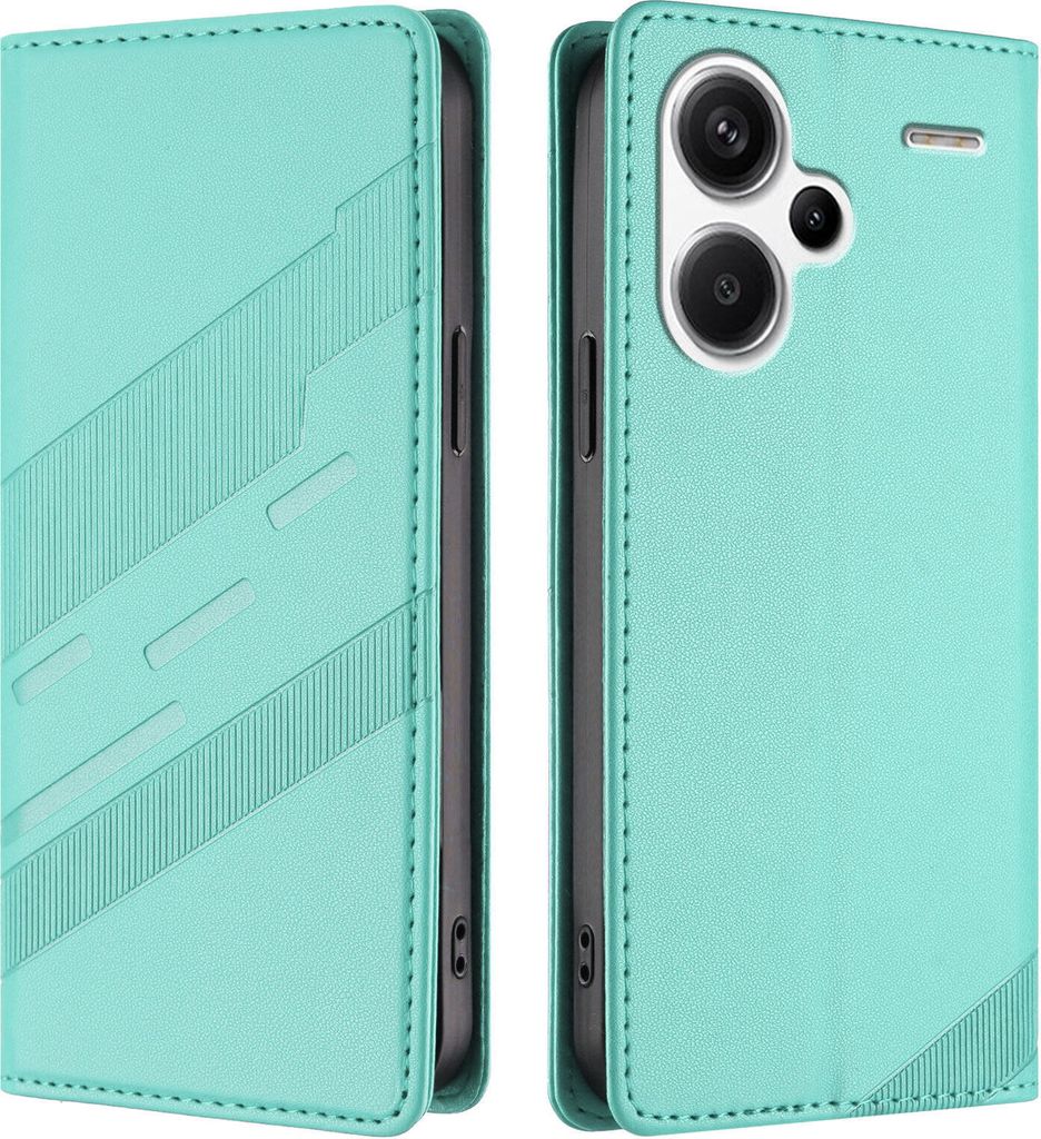 Hülle für Xiaomi Redmi Note 13 Pro+ 5G, Kunstleder Brieftaschen Handyhülle mit Kartenfach und Standfunktion Türkis