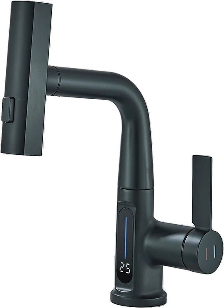 Waschtischarmatur, zeitgemäßes Design, Einhebelbedienung, Mattschwarz