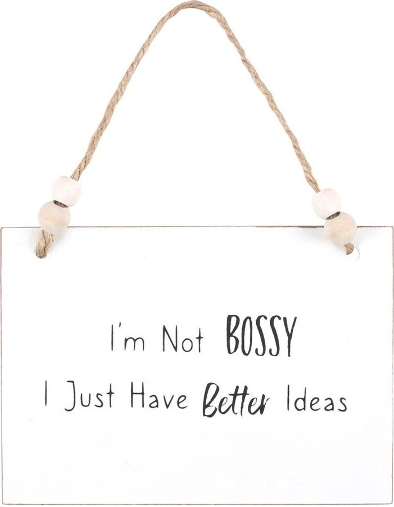 Something Different - Hängeschild "I ́m Not Bossy" SD5311 (Einheitsgröße) (Weiß/Schwarz)
