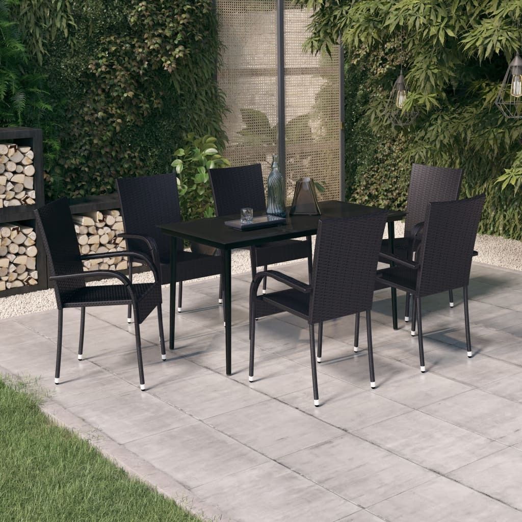 The Living Store 7-tlg. Garten-Essgruppe Schwarz
