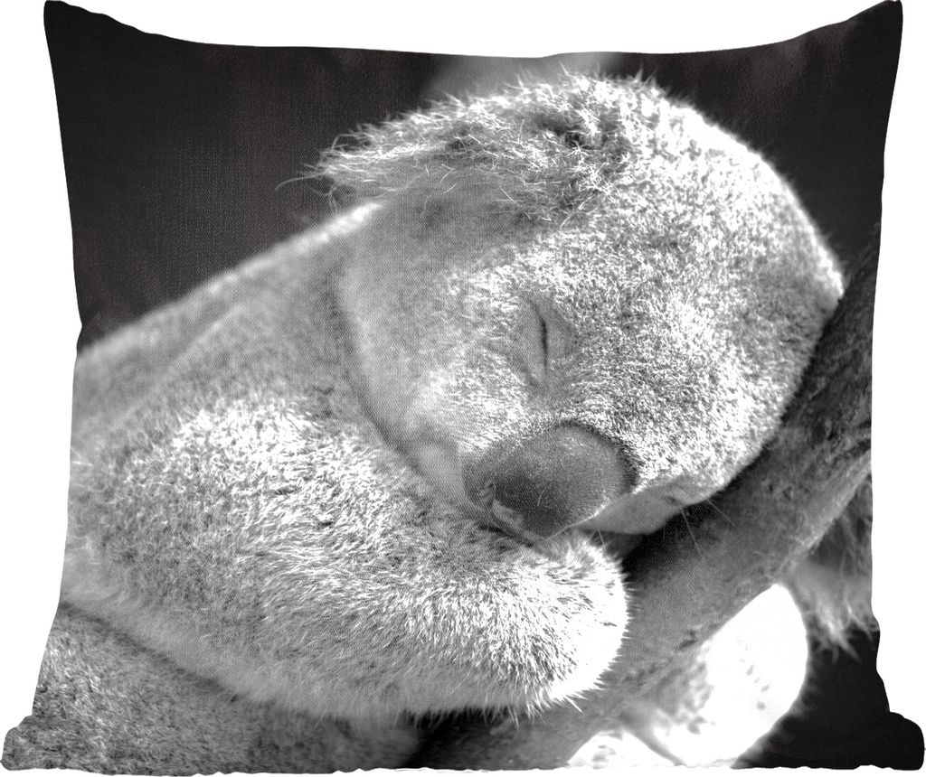 MuchoWow Zierkissen Sofakissen Wohnzimmer Dekokissen 40x40 cm Koala - Zweig - Schwarz - Kinder - Jungen - Mädchen - Foto Kissen - Schlafzimmer D...