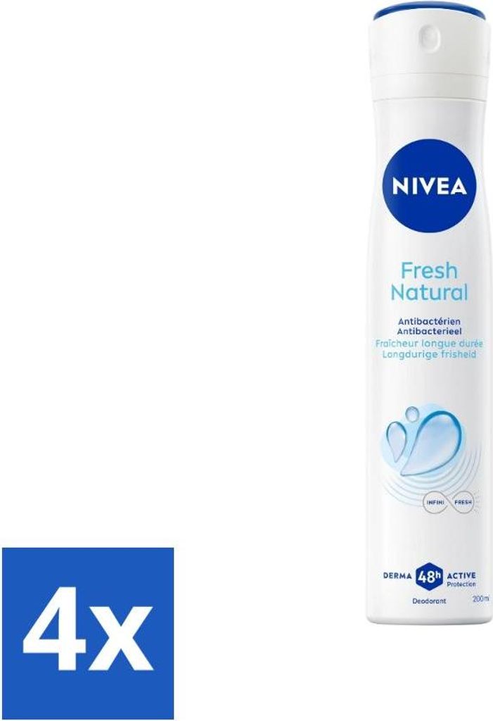 Nivea - Deodorant Spray - Men - Fresh Natural - 48 Stunden lang anhaltend - 200 ml - Vorteilspack - 4 Stücke