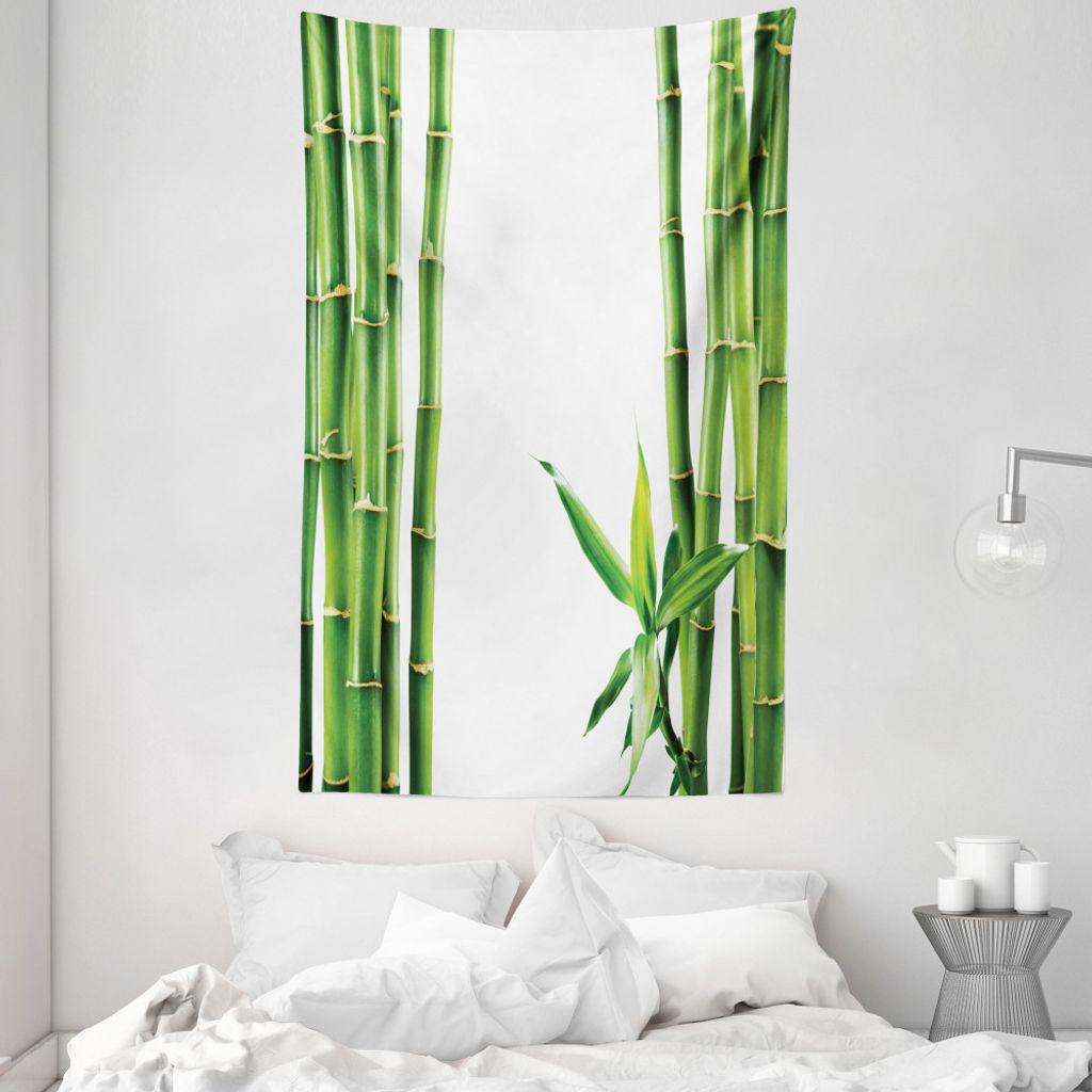 ABAKUHAUS Asiatisch Wandteppich und Tagesdecke, Zweige der Bambuspflanze aus Weiches Mikrofaser Stoff Waschbar ohne Verblassen Digitaldruck, 140 x ...