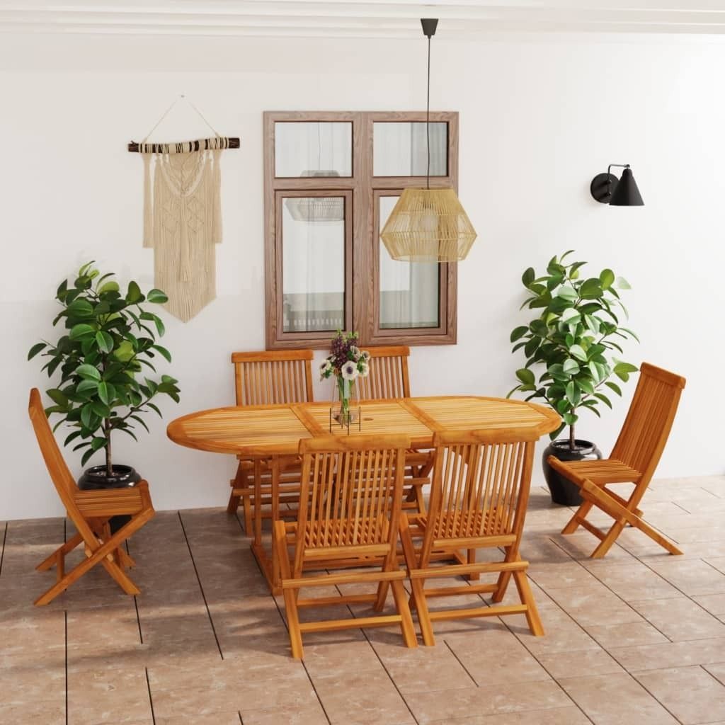 Maison Exclusive - 7-tlg. Garten-Essgruppe Massivholz Teak