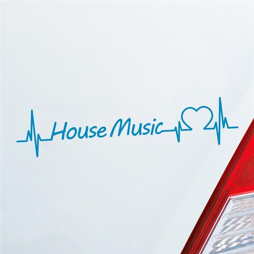 Auto Aufkleber House Music Puls Herzschlag 20x5 cm Hellblau Sticker Heckscheibenaufkleber