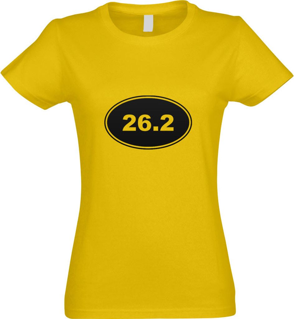 Kiwistar - T-Shirt tailliert - Damen - gelb - 26.2 Run - mit Motiv Bedruckt - Funshirt Design - Sport - Freizeit - Damen - L