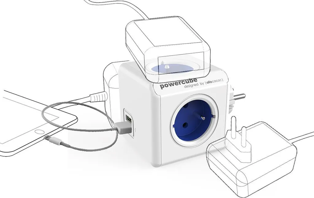 Cubenest Powercube Original USB PD 20W - Multipresa 4 Prese Bianco/Blu - 7