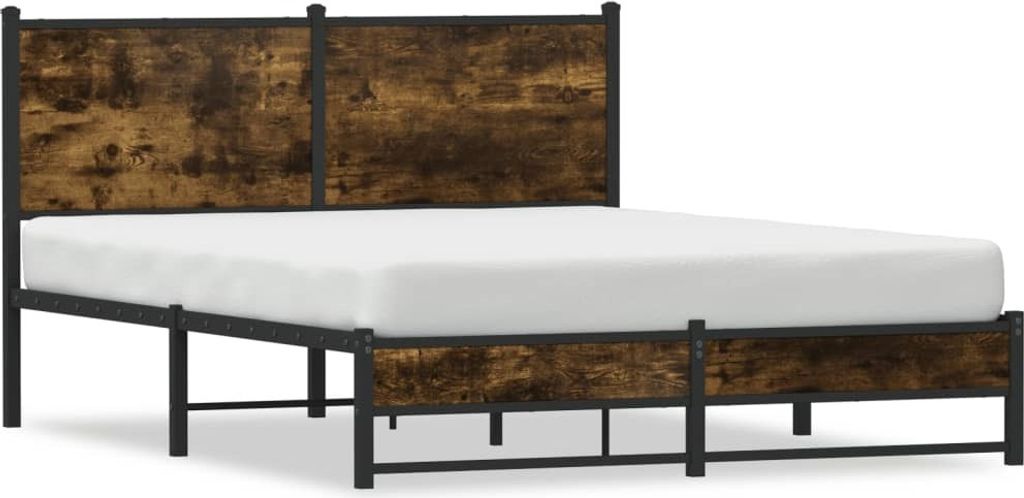 vidaXL Metallbett ohne Matratze Räuchereiche 140x200 cm