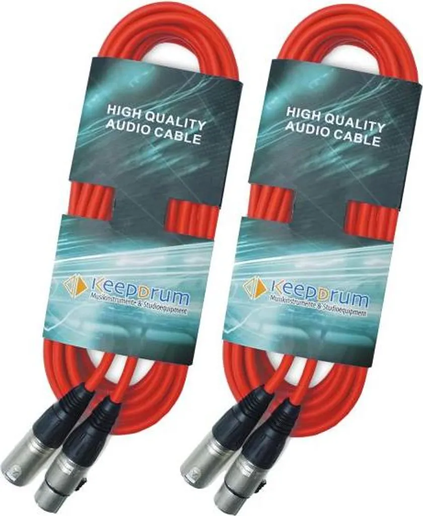 keepdrum 10m MC-001XX RD Câble microphone XLR rouge 2 pièces Pro
