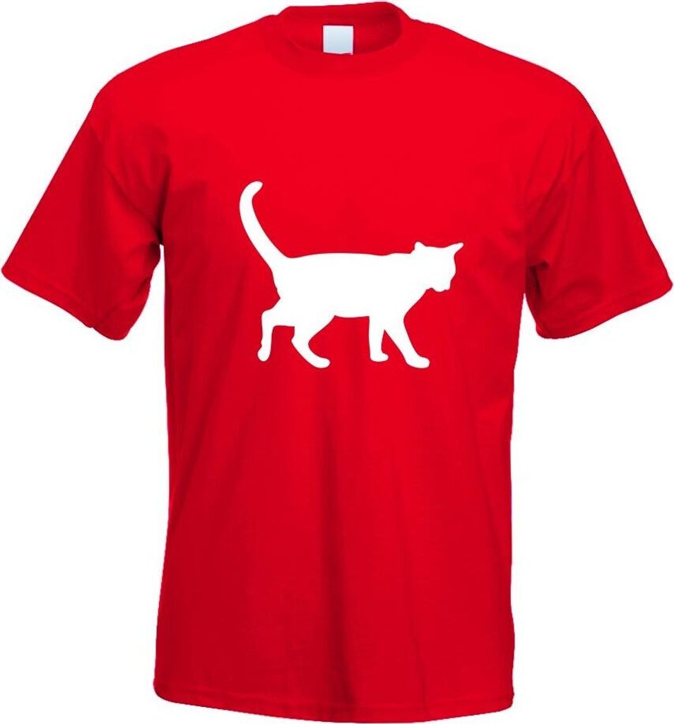 Kiwistar - T-Shirt - rot - Katze Motiv Bedruckt Funshirt Design Print - mit Motiv Bedruckt - Funshirt Design - Sport - Freizeit - Herren - S