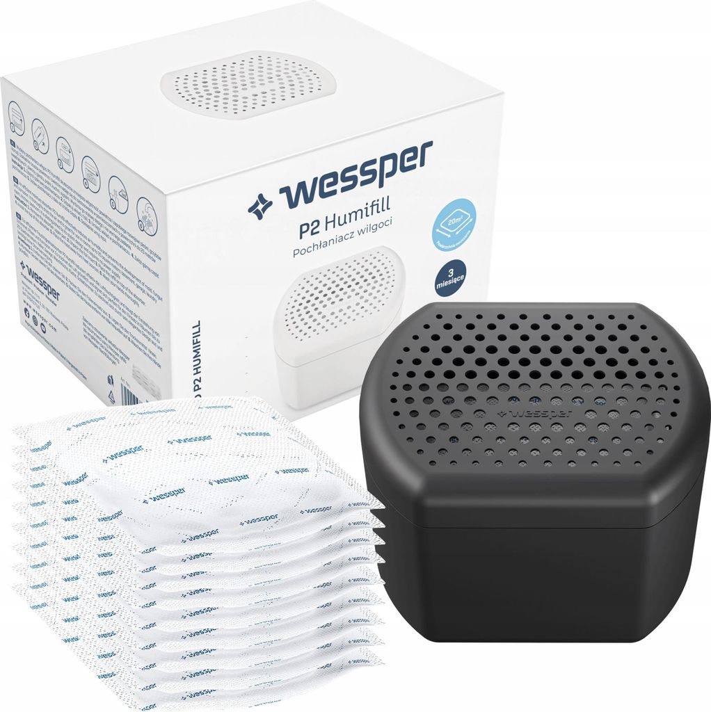 Wessper Feuchtigkeitskiller, Luftentfeuchter Feuchtigkeits-Stopper mit Nachfüll-Beutel Granulat, Raumentfeuchter, Nachfüllbar, reduziert Schimmel...