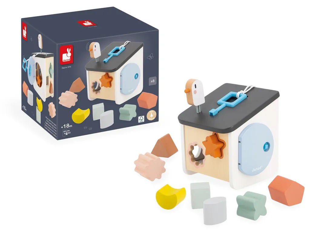 Janod Boîte à formes Sweet Cocoon - Jouet Éducatif en Bois de Qualité