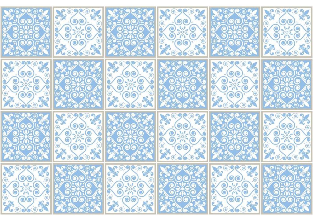 Selbstklebende Fliesenaufkleber für Küche und Bad – 24 Azulejos Catalina Fliesenaufkleber – 24 Aufkleber 10 x 10 cm