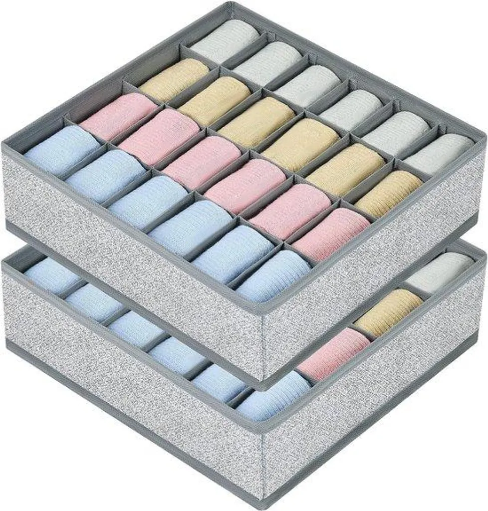 Rangement chaussettes et soutiens-gorge anti-froissage lot de 2 gris