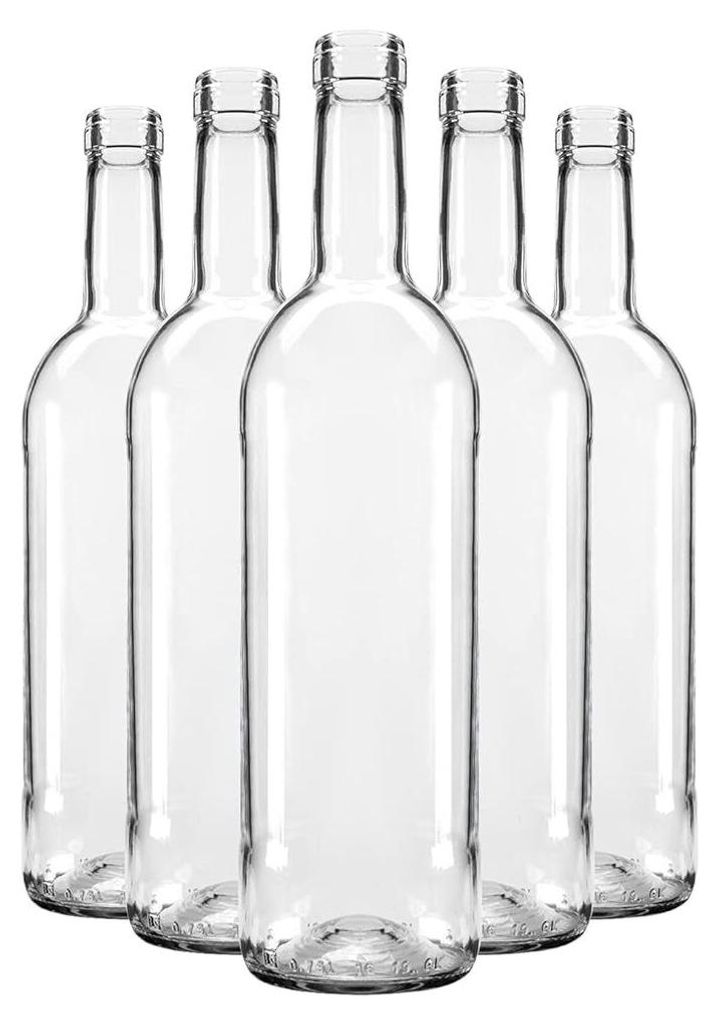750 ml Weißglas-Weinflaschen 48 Stück ohne Korken – Hervorragende Qualität und Stil der Weinflaschen, hergestellt in Italien, Bordeaux-Flasche