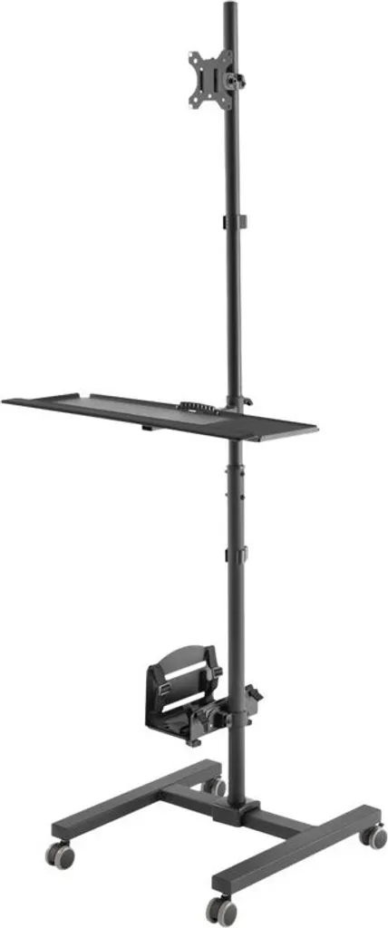 Poste de Travail Ergonomique Assis-Debout sur Roulettes Finition Noir