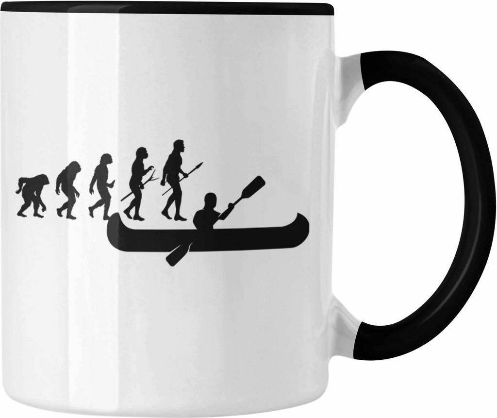 Trendation - Kajak Kanu Tasse Geschenk Kanu-Fahrer Geschenkidee Evolution Geburtstag Überraschung (Schwarz)