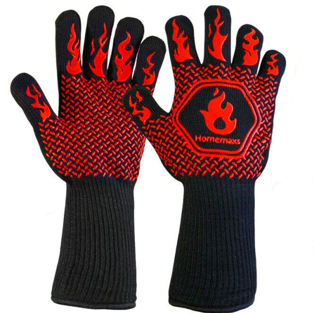1 Paar Grillhandschuhe Backhandschuhe Kamin Handschuhe hitzebeständig bis 800 °C 