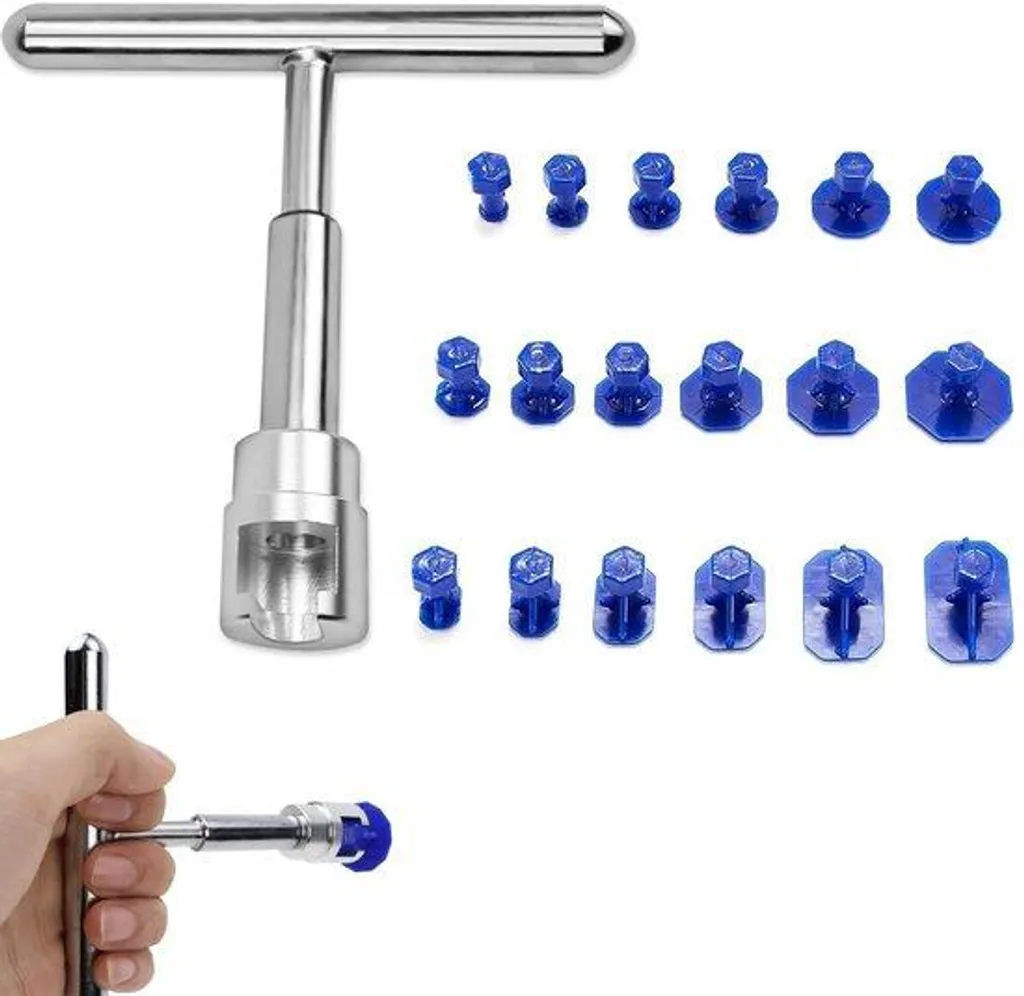 Kit débosselage sans peinture voiture 18 ventouses et barre en T métal