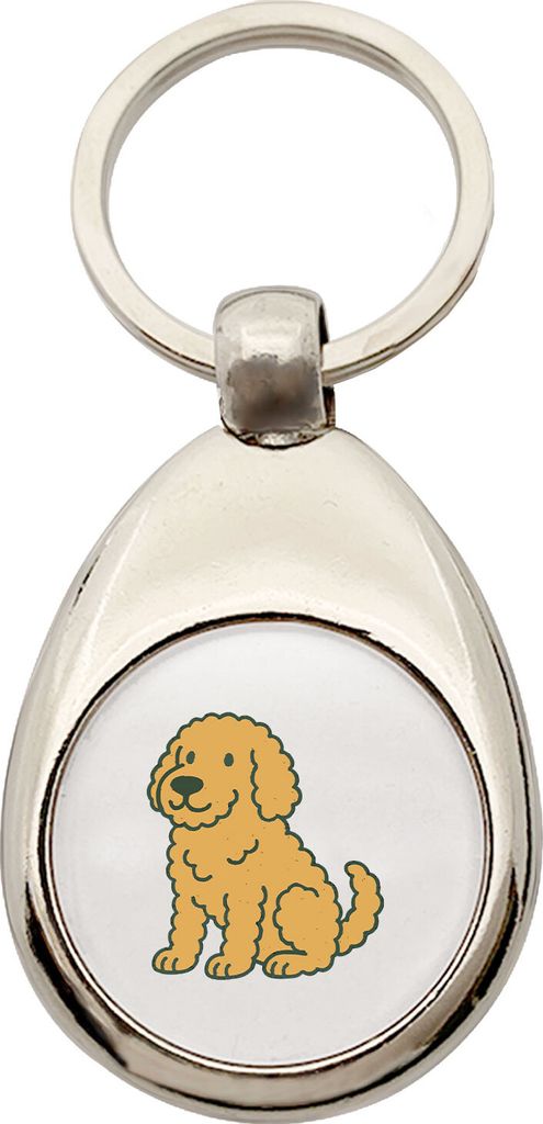 Huuraa Schlüsselanhänger Goldendoodle Comic Goldiepoo Metall Schlüsselring Einkaufswagenchip Geschenkidee
