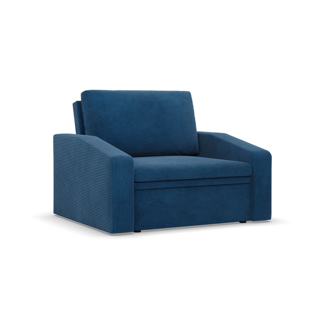 Sessel mit Schlaffunktion, Loungesessel für das Wohnzimmer, Orbit 90cm, Cord Dunkelblau
