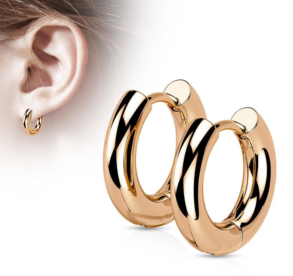 Creolen klein breit: Klappcreolen Ohrringe Edelstahl Roségold 10 mm