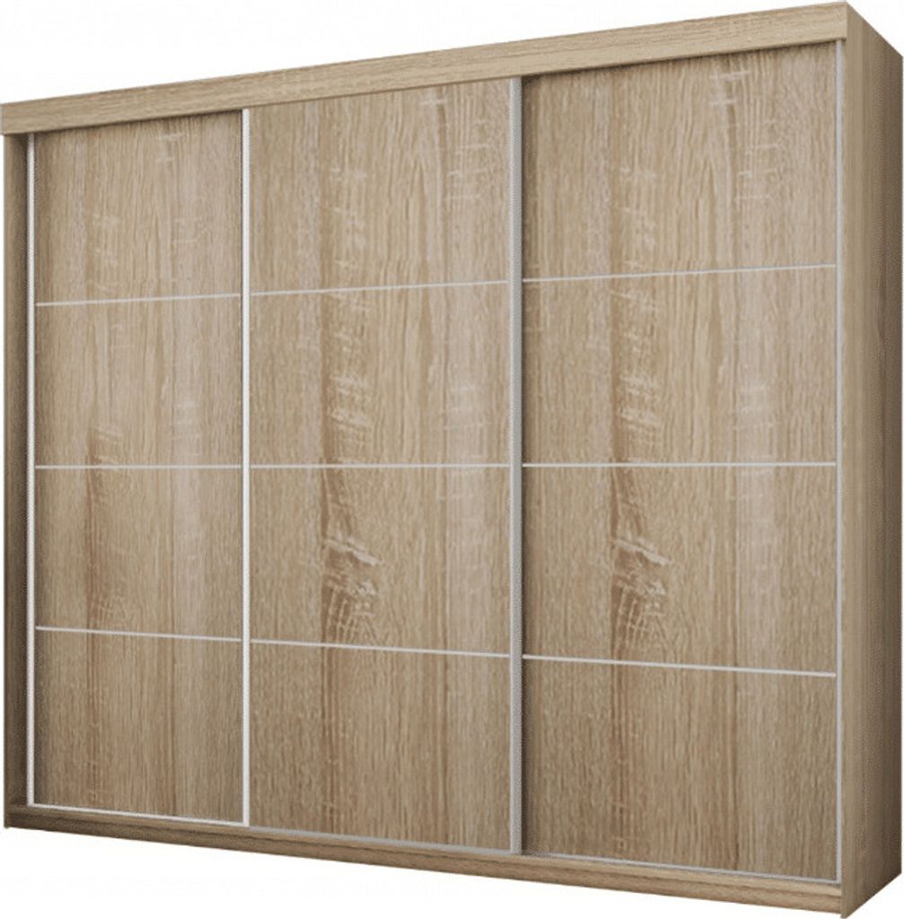 KIER FURNITURE Kleiderschrank mit Schiebetüren TOP PLUS , Schlafzimmer Schrank, Garderobeschrank, Flurschrank Sonoma-Eiche 250x200x62cm