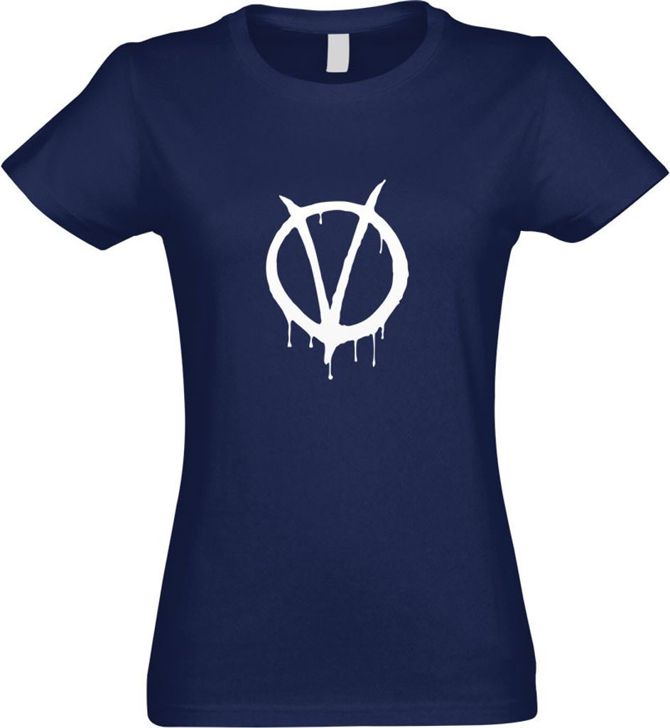 Kiwistar - T-Shirt tailliert - Damen - Navy - Vendetta Logo - mit Motiv Bedruckt - Funshirt Design - Sport - Freizeit - Damen - L