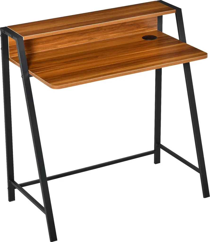 Petit bureau d'ordinateur stable 84x45 cm marron noyer montage très simple