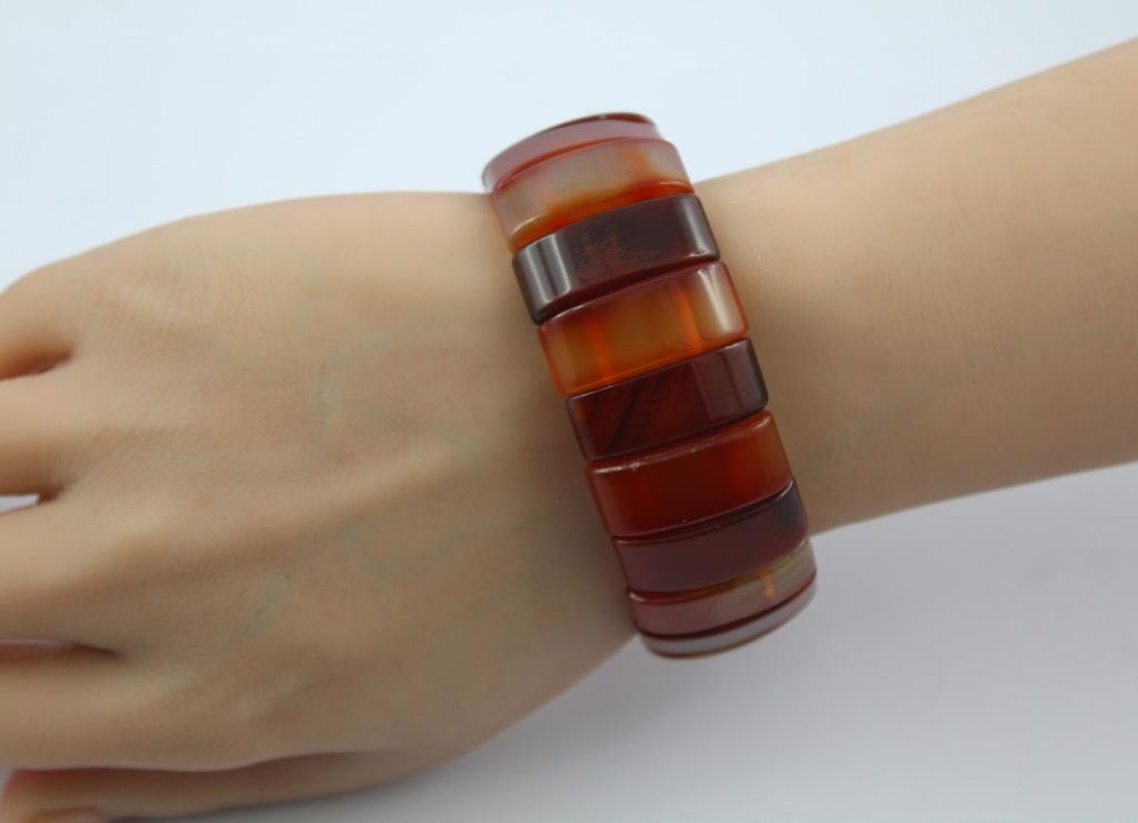 Carneol Armband beige rostbraun dunkelbraune Natur Edelsteine flexibel 19