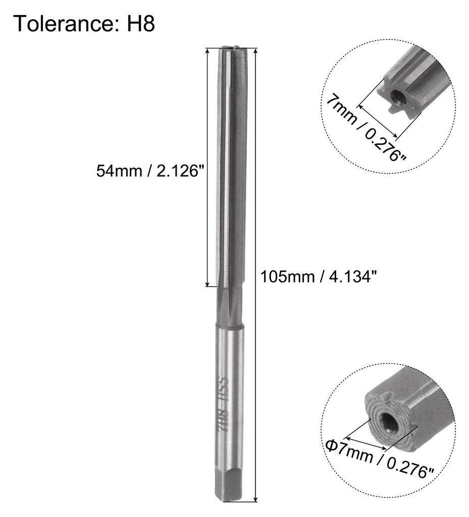 Handreibahlen, 7mm H8 Metrische Reibahle Bohrer fš¹r Metall Holz Loch Reiben, Gerade Nut Hochgeschwindigkeitsstahl (HSS) Werkzeug