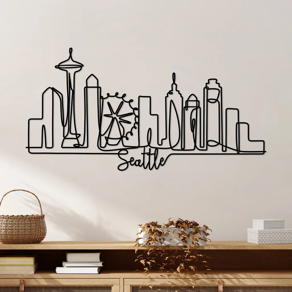 Wallity Seattle DYU1139 Nero - Pannello Metallo 120x61x1.5 cm