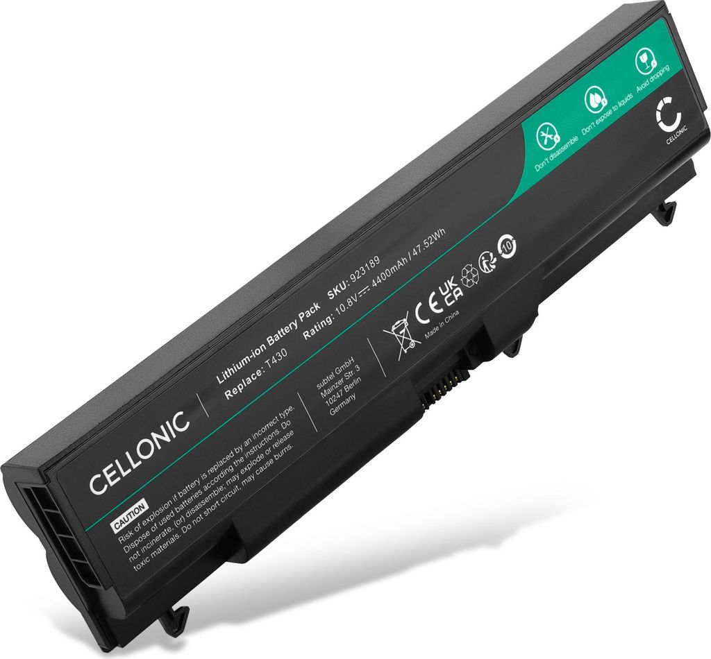 CELLONIC 1x Akku für Notebook Kompatibel mit Lenovo ThinkPad T430, ThinkPad T420, ThinkPad T530i, 0A36303 - (4400mAh, 10.8V)