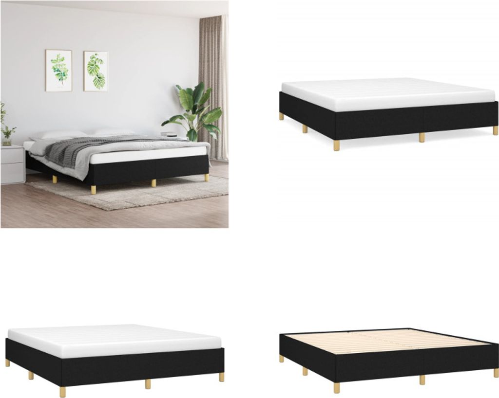 vidaXL Boxspringbett Schwarz 160x200 cm Stoff - Boxspringbett - Boxspringbetten - Bett - Schlafzimmermöbel