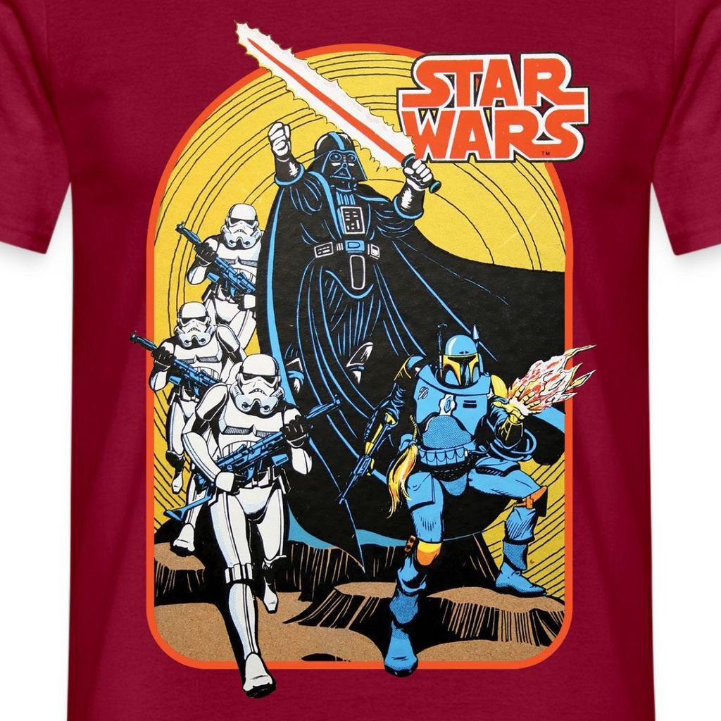 Star Wars Retro Darth Vader Und Stormtrooper Männer T-Shirt, M, Ziegelrot